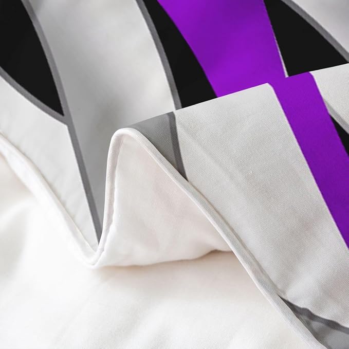 Erosebridal Purple Modern Abstract 100% Cotton Duvet Cover Queen Geometric Waves Striped Bedding Set for Kids Teens Adults Wave Lines Art Comforter Cover Minimalist Artistic Bed Set 3 Pcs