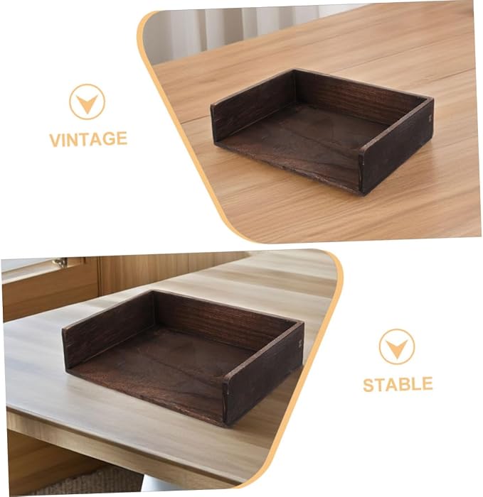VILLCASE 2pcs Vintage Solid Wood Desk Organizer Desktop Storage Shelf for Office Supplies Books Sturdy Natural Wood Finish Elegant Storage for Home Study Room