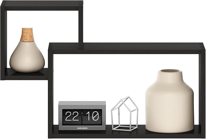 Furinno Rossi Interweave Wall Mount Floating Decorative Shelf, Set of 2, Espresso