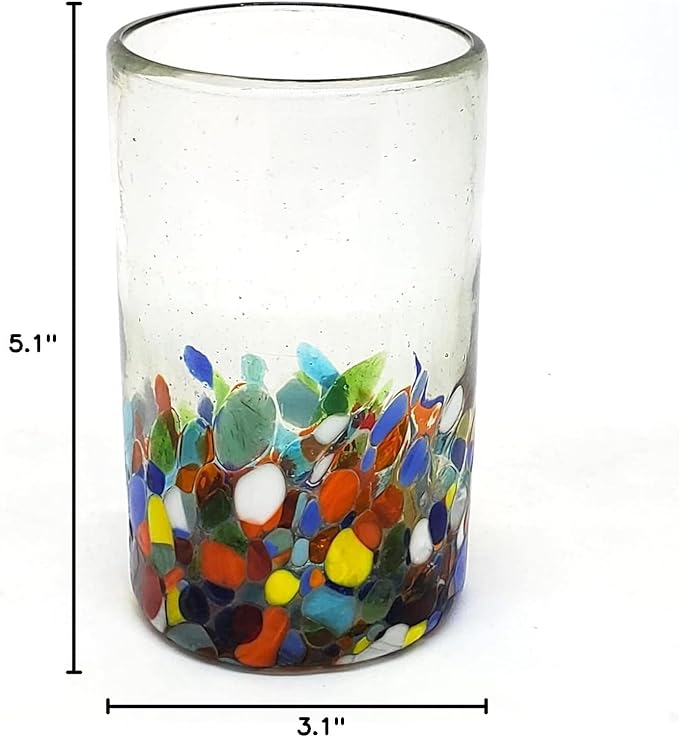 Clear & Confetti 14 oz Drinking Glasses (set of 6), Recycled Glass, Lead-free, Toxin-Free (Drinking)