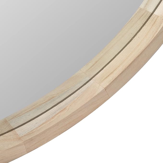 LYYYXGYP Round Wood Mirror 24 Inch Farmhouse Wall Mirror Wooden Framed Circle Mirror for Bathroom Vanity Living Room Bedroom