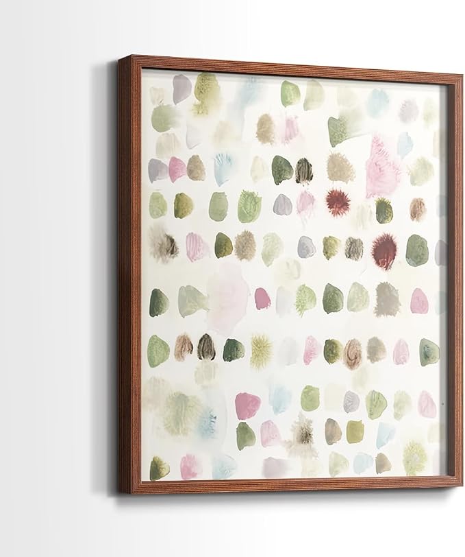 Renditions Gallery Set of 2 Peel & Stick Framed Prints, Hand Drawn Abstract Wall Art, Watercolor Seamless Pattern Wall Decor, Re-Stickable - Ready to Hang - 16"x20" - Walnut Frame LT588