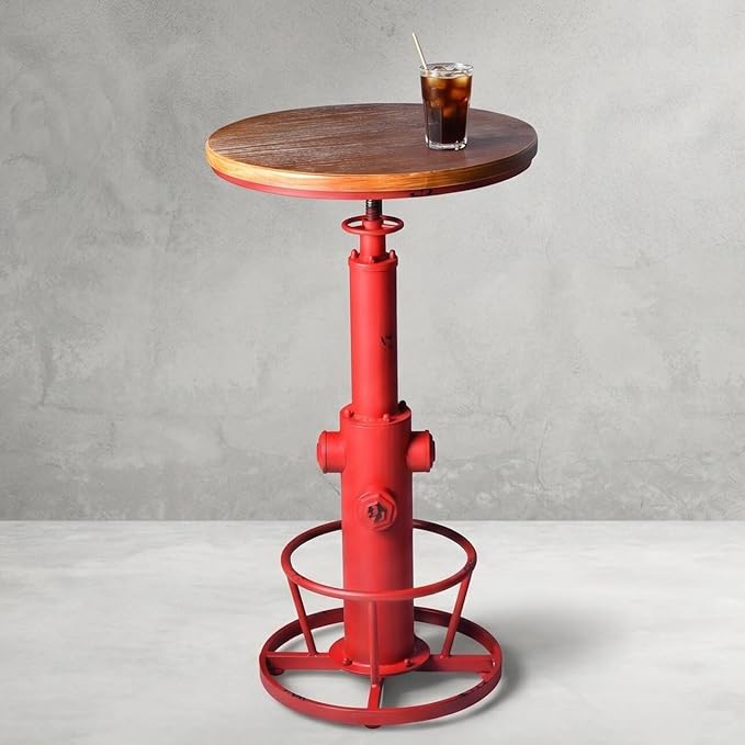 Topower Industrial Bar Table 38.58-48.43" Adjustable Pub Table Kitchen Dining Coffee Bistro Table Antique Red