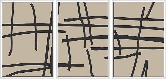 SIGNWIN Framed Canvas Print Wall Art Set Minimalist Abstract Line Illustrations Modern Art Decorative Chic Calm/Zen for Living Room, Bedroom, Office - 16"x24"x3 WHITE