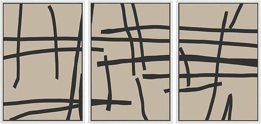 SIGNWIN Framed Canvas Print Wall Art Set Minimalist Abstract Line Illustrations Modern Art Decorative Chic Calm/Zen for Living Room, Bedroom, Office - 16"x24"x3 WHITE