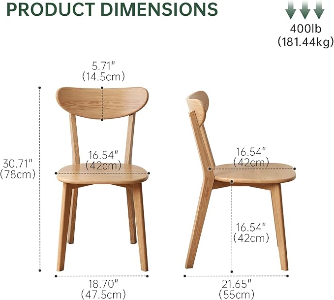 47’’-63’’ 100% Oak Extendable Dining Table and Chairs Set for 4, Solid Wood Folding Kitchen Table, Mid Century Modern Dinner Table for Kitchen, Living Room, Natural (47''-63''+4 Chairs)