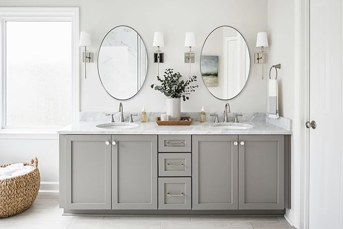 ANDY STAR Chrome Bathroom Mirror, Oval Chrome Mirror for Bathroom 20x28 Inch, Polished Chrome Anti-Rust Stainless Steel Metal Frame for Bathroom