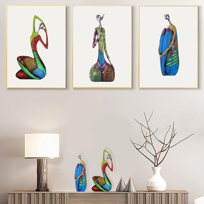 Minimalist Abstract Yoga Art Woman Statues and Sculptures, Creative Full-Color Oil Painting Art Female Statue, Modern Living Room Room Porch Centerpieces Bookcase Entryways Desktop Decor Crafts