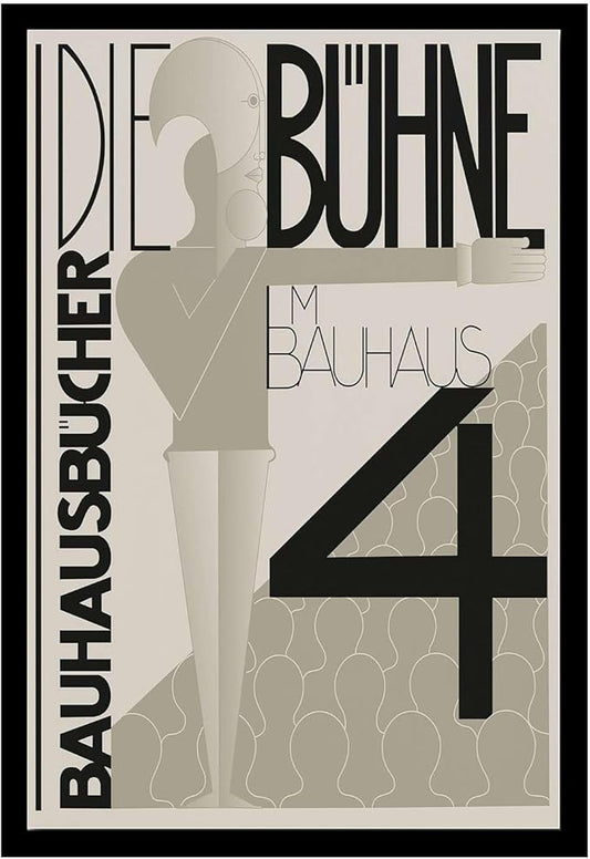 Canvas Painting Poster and Print Bauhaus Graphic Design Exhibition Poster Black White Modern Scandinavian Wall Art Abstract Line Typography Decor Bedroom and Kitchen Office Wall Decoration 8x12inch Solid wood