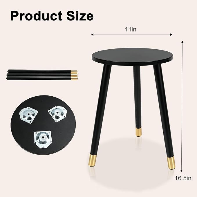 2-Pack Mid Century Plant Stand for Indoor Plants, Modern Metal Flower Pot Holder Stand for Living Room, Decorative Small Round Side Table for Balcony, Patio, Office, 16.5” High, Black