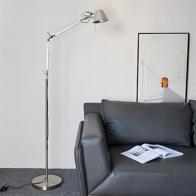 LIGHTLAND Modern Minimalist Mid-Century Wind Floor lamp Living Room Bedroom Study Desk Double Rocker arms Adjustable Fishing Light Reading Light - Small