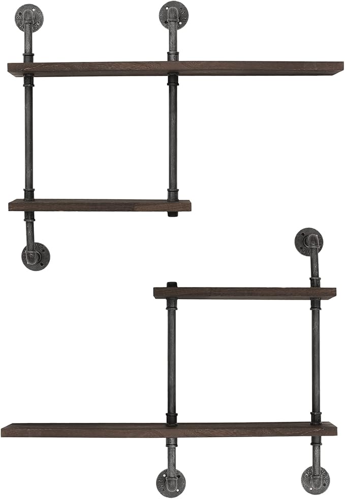 Industrial Pipe Shelving Wall Mounted, Rustic Floating Shelves Wall Shelf Unit Bookshelf Hanging Wall Shelves,Farmhouse Kitchen Bar Shelving