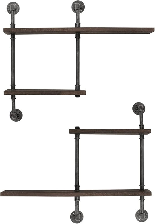 Industrial Pipe Shelving Wall Mounted, Rustic Floating Shelves Wall Shelf Unit Bookshelf Hanging Wall Shelves,Farmhouse Kitchen Bar Shelving