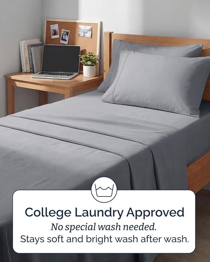 Extra Deep Twin XL Sheet Set - 4 Piece College Dorm Bed Sheets Set with Extra Deep Pockets - Ultra-Soft, Comfy & Breathable Bedding for Women, Men, Kids & Teens - Wrinkle & Fade Resistant - Steel Blue