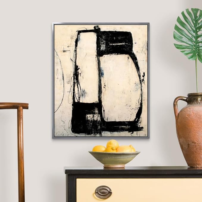 CANVAS ON DEMAND Lazy Dog Silver Float Framed Canvas Wall Art Print by Erin Ashley, Abstract, Home Decor, Modern Abstract, Artwork,20" x24in