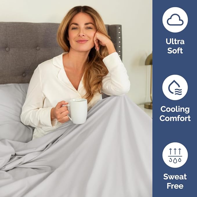 Flex Top Split Head King 4 Piece Sheet Set - Ultra-Soft, Breathable & Cooling Bed Sheets Set - Hotel Luxury Bedding for Women & Men with Deep Pockets - Wrinkle and Fade Free - Oeko-Tex - French Grey
