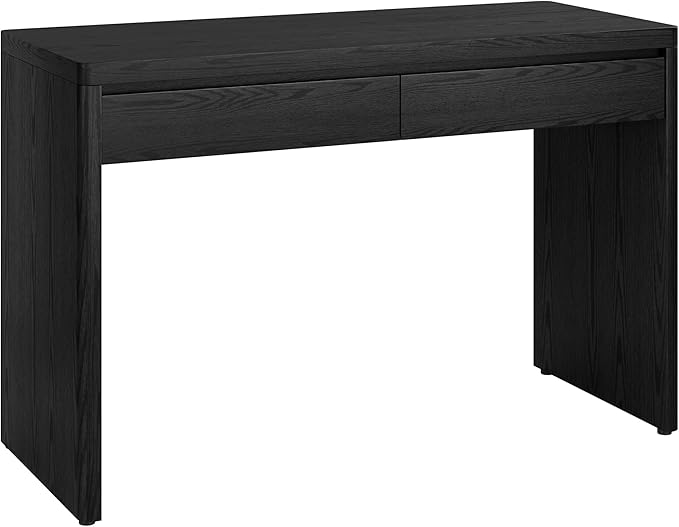 Henn&Hart 48" Modern Rectangular Wooden Home Office Desk Computer Desk Writing Table with 2 Storage Drawers for Home Office, Natural Black