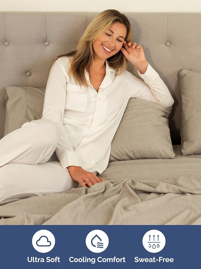 Extra Deep Twin Sheet Set - 4 Piece Breathable and Cooling Sheets - Hotel Luxury Bedding for Women, Men, Kids & Teens - Easy Secure Fit - Soft and Wrinkle Free - Extra Deep Pockets - Heathered Beige