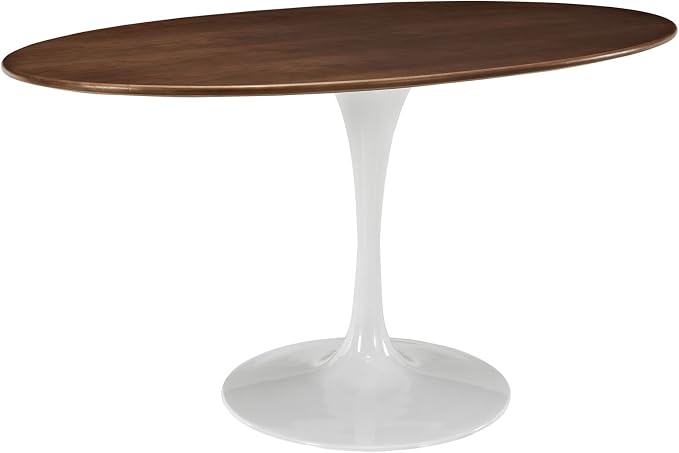 Modway Lippa 60" Mid-Century Modern Dining Table with Oval Top in Walnut