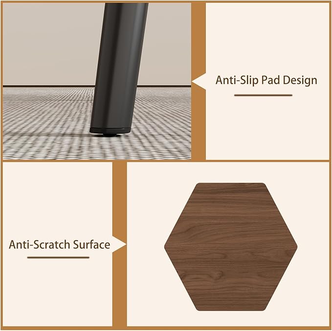 55.1'' Dining Table Set for 4,Modern Wood Dining Table,Leather Dining Chairs 4,Table and Chairs Set of 4,Ideal for Kitchen Dining Room (Walnut Color Table + 4 U-Shaped White Chairs, 55.1")