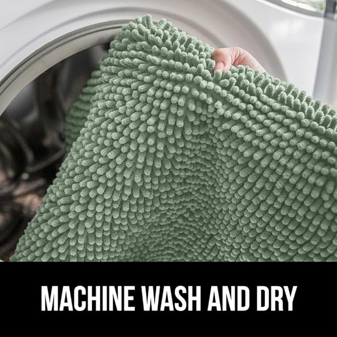 GORILLA GRIP Bath Rug Mat 36x24, Soft Absorbent Chenille, Quick Dry Microfiber Mats, Rubber Backing Washable Shower Floor Rugs, Bathmat Runner, US Designed Bathroom Home Decor Accessories Sage Green