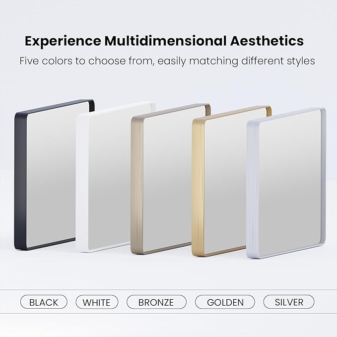 Black Bathroom Mirror 48X36 Inch, Black Metal Framed Mirror for Wall, Rounded Rectangle Matte Bathroom Vanity Mirror with Tempered Glass, Anti-Rust, Horizontal/Vertical