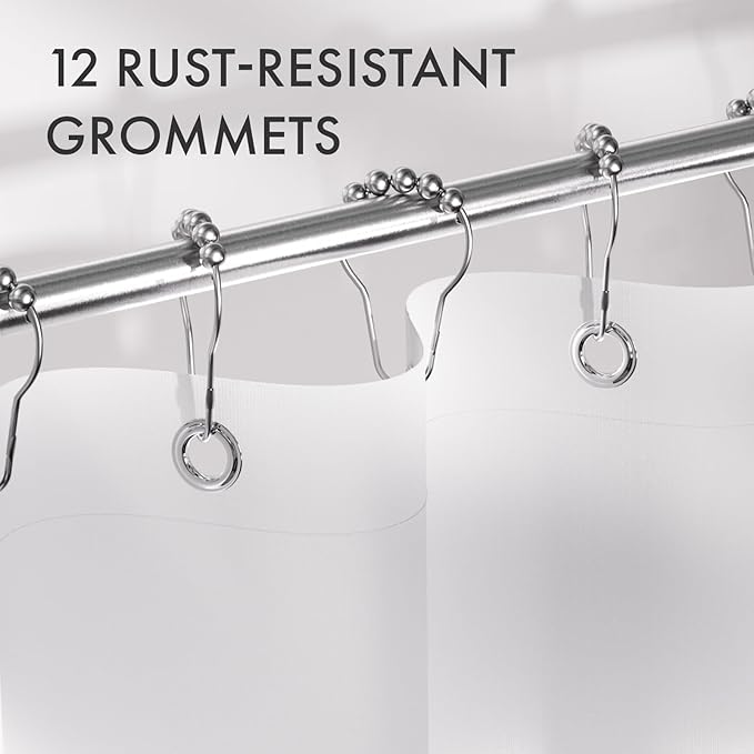 AmazerBath Fabric Shower Curtain, Cloth Khaki Shower Curtain Set with 12 Hooks, Washable Fabric Ombre Khaki and White Shower Curtain, Rustic Modern Bathroom Shower Curtain, 72x72 Inches