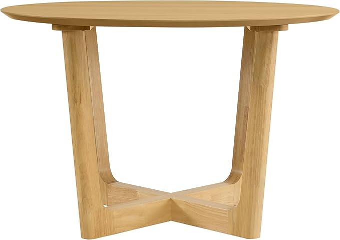 CHITA 47-inch Round Dining Table for 4, Modern Kitchen Table with Solid Rubberwood Legs, Easy Assembly Circle Table for Kitchen, Dining Room, Farmhouse(Oak)