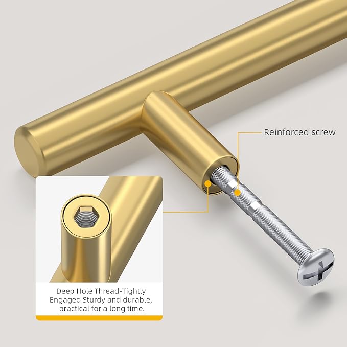 Goldenwarm 25 Pack 3 inch Gold Cabinet Handles Brushed Gold Cabinet Pulls Stainless Steel Drawer Pulls, Durable Kitchen Cabinet Handles - Bathroom Bedroom Dresser Handles Easy DIY Upgrade