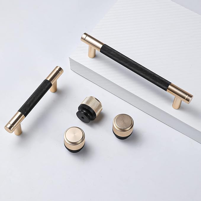 2 Pack 3 Inch 76 mm Barrel Cabinet Pulls Gold and Black Cupboard Aluminum Handles Drawer Pull Cabinet Handles Cabinet hanldes (3 Inch, Set of 2, Gold and Black)