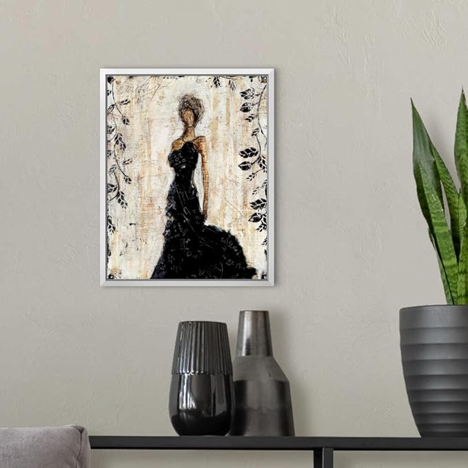 CANVAS ON DEMAND Dark Beauty Natural Wood Float Framed Canvas Wall Art Print by Erin Ashley, Abstract, Contemporary, Figurative, Glam, Home Decor, Woman, Trendy Artwork,11" x14in