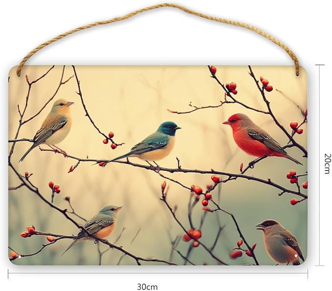 Retro Blue Bird Wooden Art, Vintage Nature-Inspired 12x8 Inch Wall Decors, Perfect for Nature Fans & Cheerful Home Aesthetics