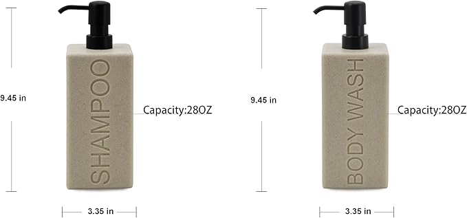 Rectangular Resin Dispenser Premium Bathroom Shampoo Conditioner Body Wash Bottle Modern Refillable Pump Design