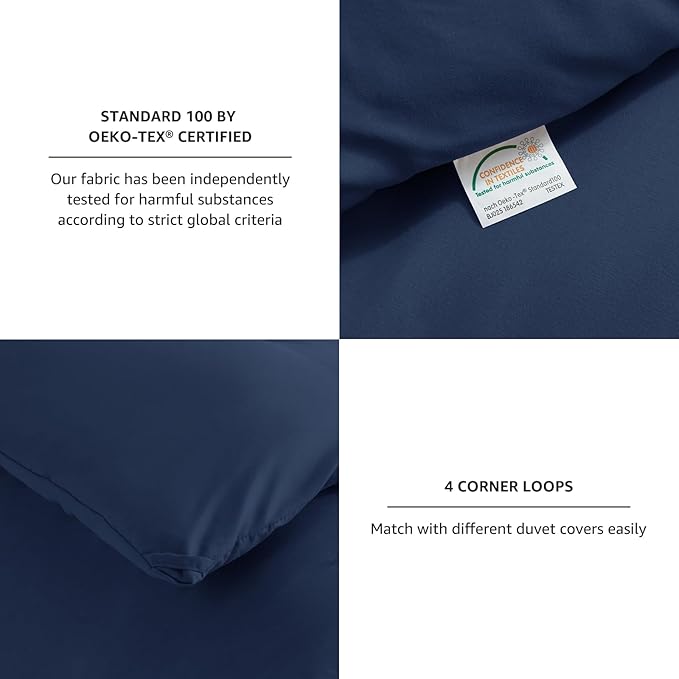CozyLux Oversized King Comforter Set Navy Blue, 3 Pieces 120"x98" Lightweight Down Alternative Quilted Bedding Set, All Season Soft Breathable Solid Comforter with 2 Pillowcases, Bed Set Gift for Home