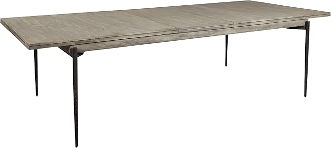 Hekman Furniture Rectangle Dining Table Gray Finish, Natural Mango Wood Spacious Workspace Top Extendable Design, Forged Iron Base & Frame Modern Dining Room Furniture Best for Home Decor