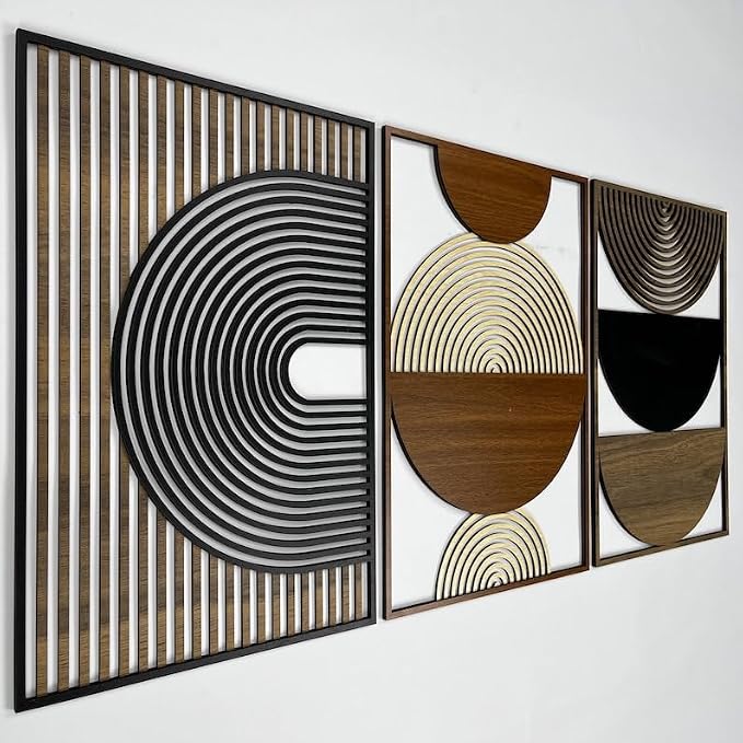ZEYARUIBO Mid Century Modern Wood Wall Art