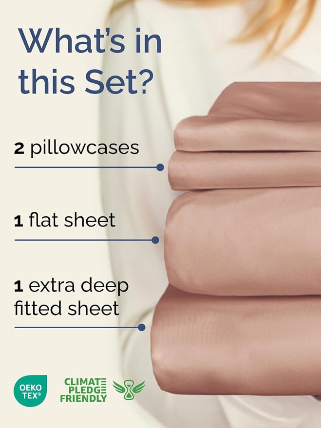 Extra Deep Twin Sheet Set - 4 Piece Breathable and Cooling Sheets - Hotel Luxury Bedding for Women, Men, Kids & Teens - Easy & Secure Fit - Soft, Wrinkle Free and Comfy - Extra Deep Pockets - Mauve