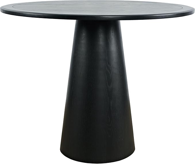 Jofran Nash Mid-Century Modern Round Pedestal Dining Table for Kitchen or Dining Room, Black, 36" Counter Height