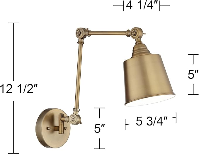 360 Lighting Mendes Modern Swing Arm Adjustable Wall Mounted Lamp Antique Brass Gold Metal Hardwired Down Light Fixture for Bedroom Bedside House Reading Living Room Home Hallway Dining