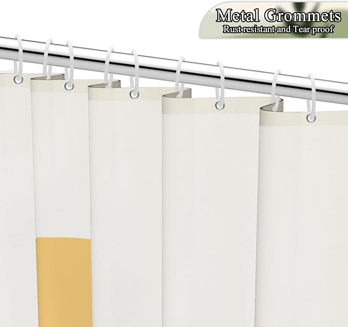 Boho Mid Century Shower Curtain Modern Abstract Sun Tropical Leaves Bathroom Curtain Set Neutral Minimalist Plant Waterproof Fabric Bath Decor with Hooks 72x84 inch