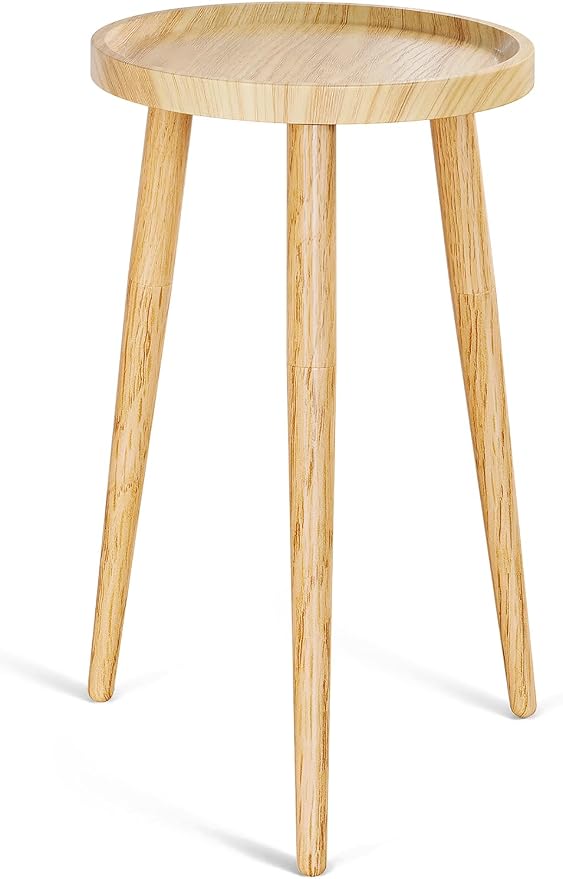 Plant Stand Indoor, Wood Mid Century Indoor Plant Stand, Tall Plant Stands for Flower Pot, Modern Round Plant Table, Side End Table with Raised Design, 1 Pack, Natural, 11.7''x18.8''