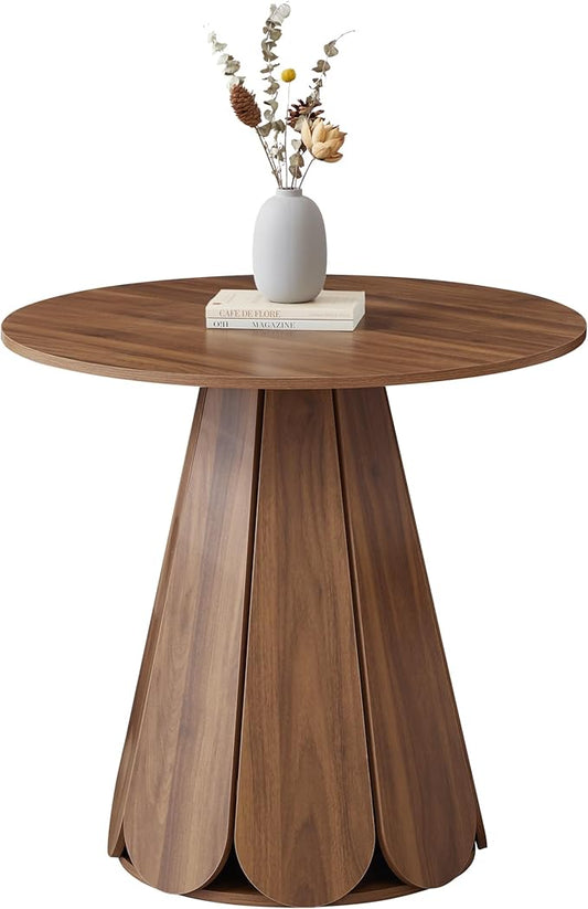 31.5" Round Dining Table for 2-4 People, Modern Small Kitchen & Dining Room Table with Pedestal Base, Space Saving Farmhouse Wood Table for Apartment & Small Spaces, Walnut