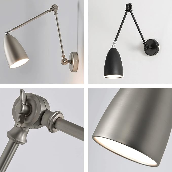 Retro Swing Arm Wall Lamp, Adjustable Bedside Reading Light, E27 Lighting Fixture, Retractable Wall Sconce, Antique Metal Wall Lamps for Bedroom, Living Room, Study Room