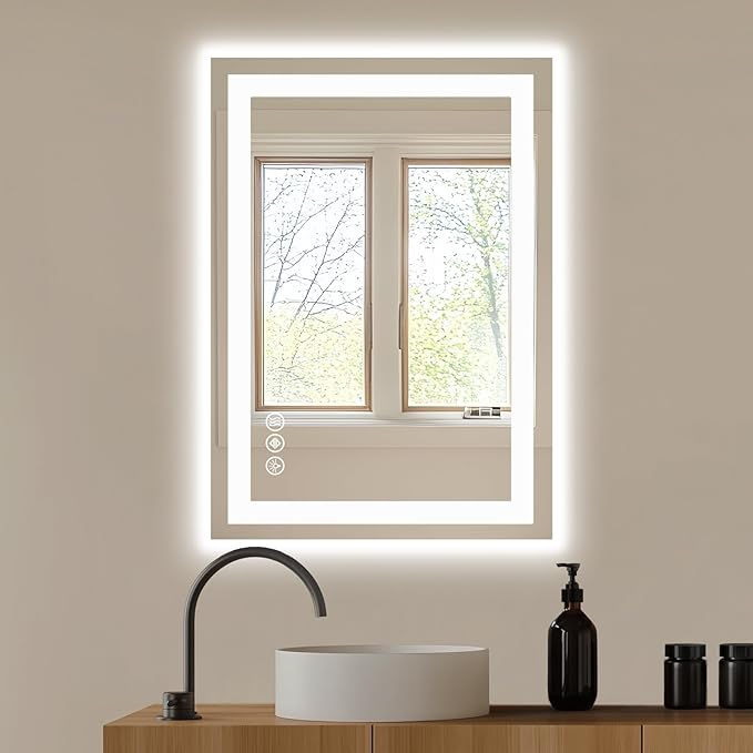 NEWBULIG Wall Mirror, Bathroom Mirror for Over Sink, Matte Metal Framed Vanity Mirror, Wall Decor for Bedroom, Tempered Glass