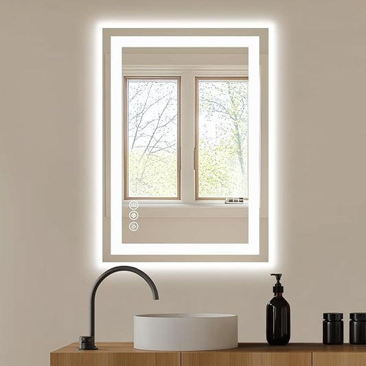 NEWBULIG Wall Mirror, Bathroom Mirror for Over Sink, Matte Metal Framed Vanity Mirror, Wall Decor for Bedroom, Tempered Glass