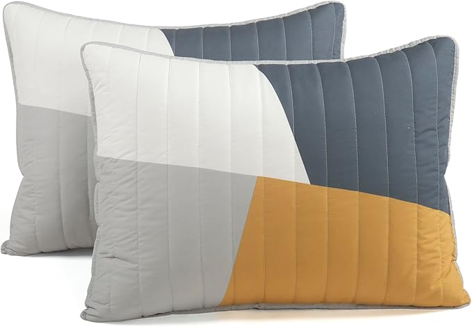 Lush Decor Modern Color Block Quilt Queen Size 3 Piece Set Full/Queen King Multi - Bedding Set California Queen Quilt - Mid Century Modern Decor