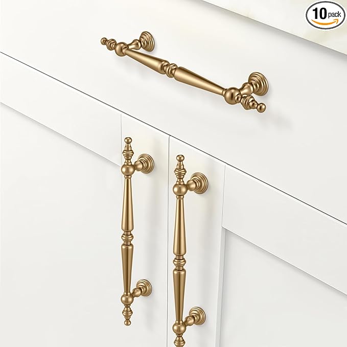 Shimeyao 10 Pack Champagne Bronze Cabinet Pulls 5"(128 mm) Hole Center Vintage Bronze Cabinet Pulls Handles Drawer Handles Closet for Kitchen Bathroom Drawer Dresser Pull Hardware Hole Center