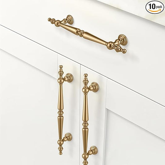 Shimeyao 10 Pack Champagne Bronze Cabinet Pulls 5"(128 mm) Hole Center Vintage Bronze Cabinet Pulls Handles Drawer Handles Closet for Kitchen Bathroom Drawer Dresser Pull Hardware Hole Center
