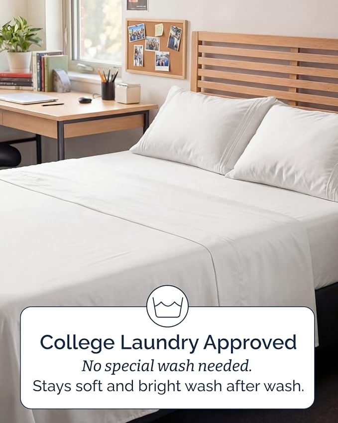 Full XL Bed Sheet - 4 Piece Full XL Bed Sheets Set - Ultra-Soft, Breathable & Cooling - Hotel Luxury Bedding for Women & Men w/ Deep Pockets - Wrinkle Free & Fade Resistant - Oeko-Tex - Antique White