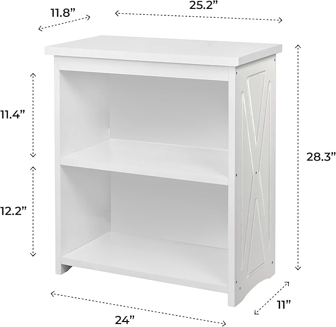 Rustic Bedside Table with Storage Shelf, Wood End Table for Bedroom & Living Room, Narrow Farmhouse Side Table, Modern Nightstand for Bedroom, Living Room and Office (White)